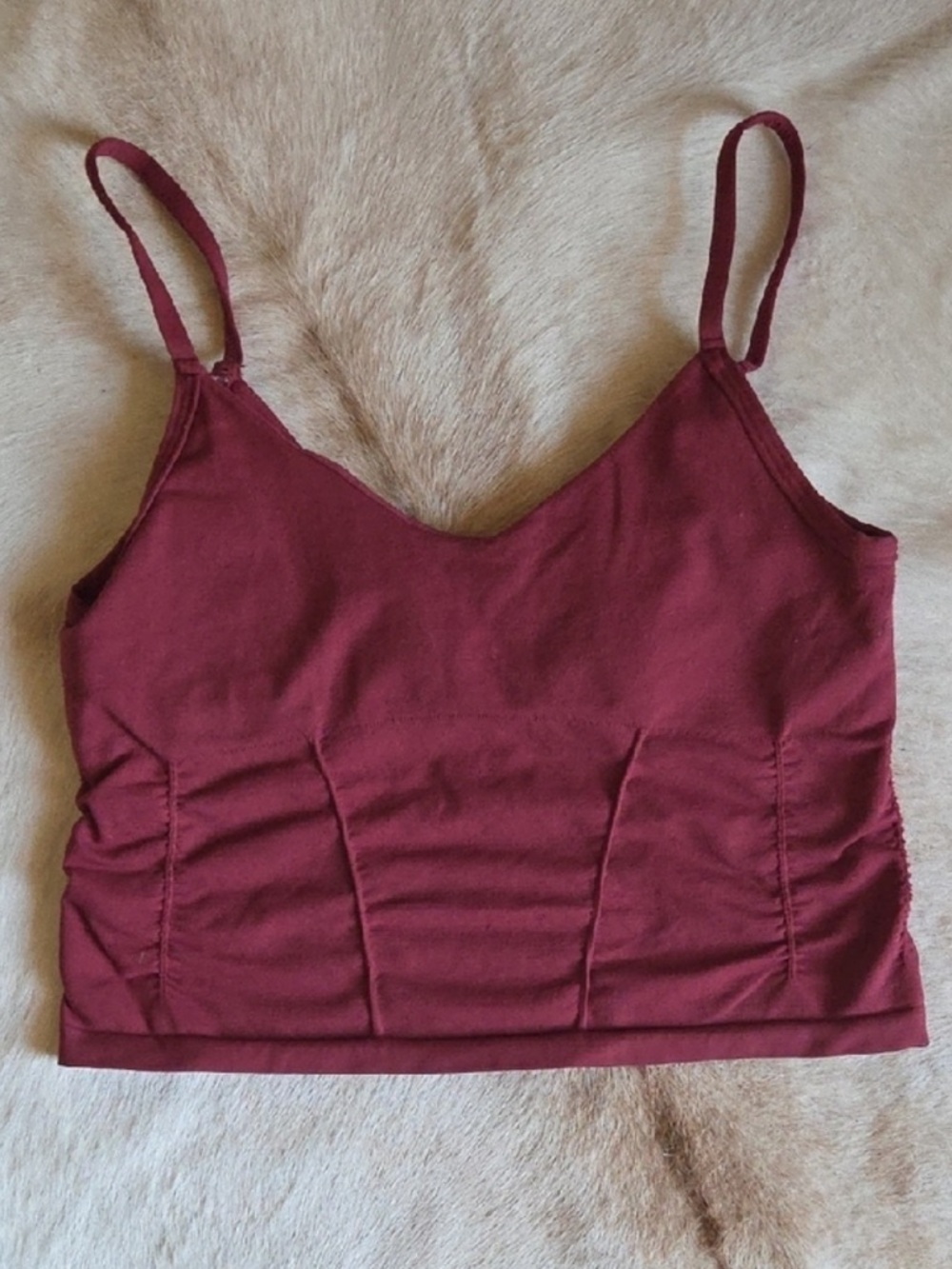 Free People Burgundy Ruched Crop Camisole